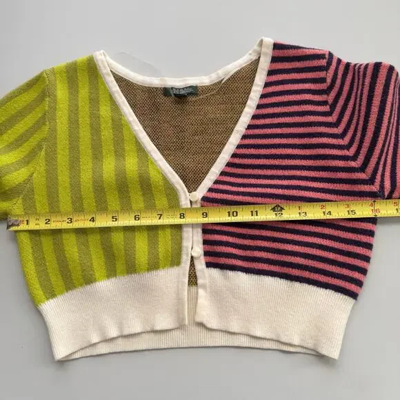 Wild Fable Cropped Long Sleeve V Neck Multicolored Cardigan Sweater Women Size M - Picture 9 of 10